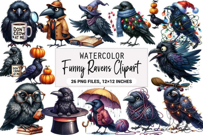 Funny Ravens Clipart Bundle - CraftNest - Digital Crafting and Art