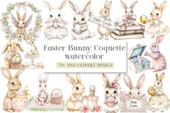 Easter Bunny Coquette Clipart Bundle - CraftNest - Digital Crafting and Art