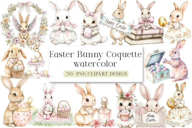 Easter Bunny Coquette Clipart Bundle - CraftNest - Digital Crafting and Art