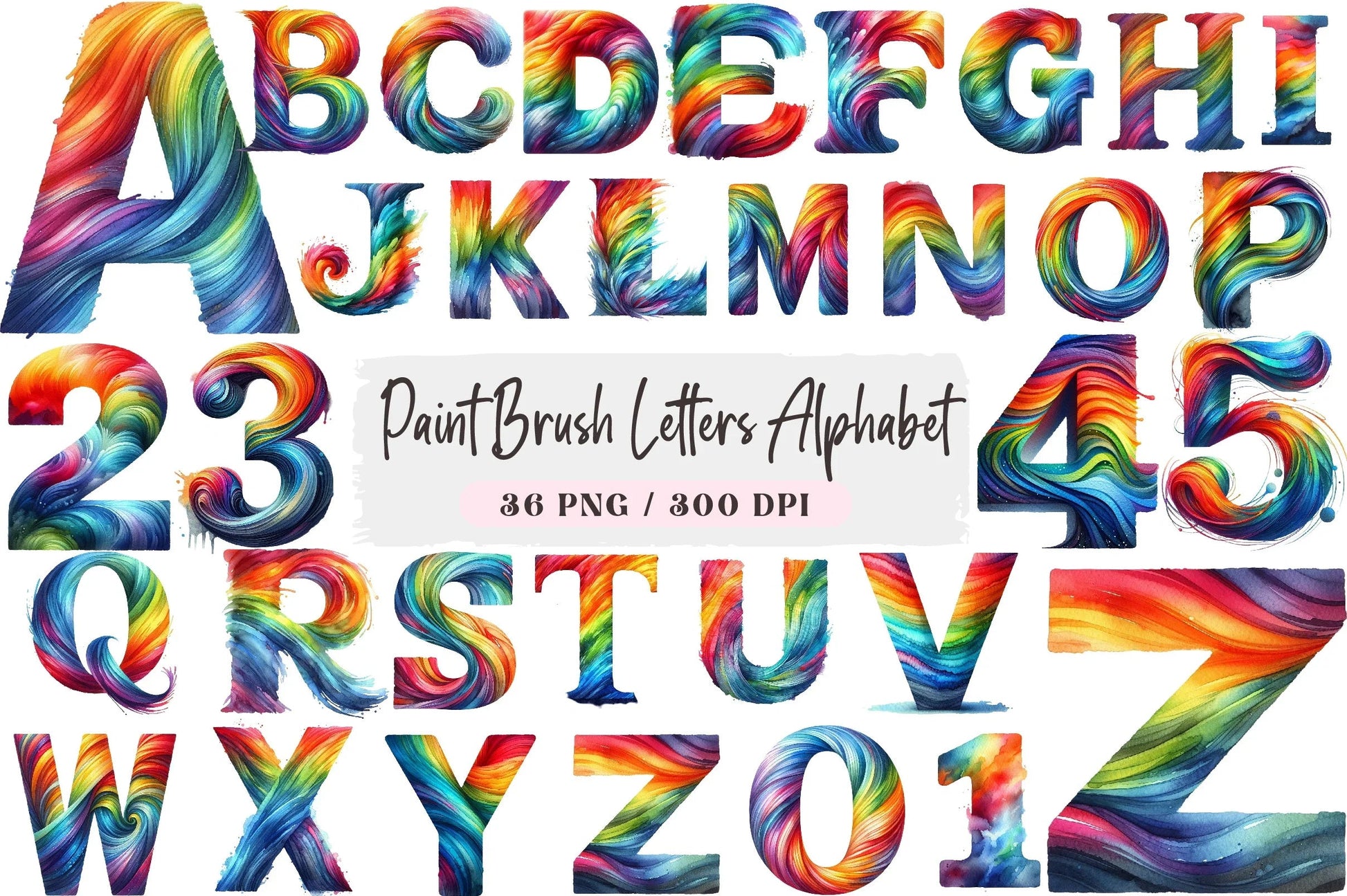 Paint Brush Letters Alphabet Clipart Bundle - CraftNest - Digital Crafting and Art