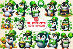 St. Patrick's Day Cute Penguin Clipart Bundle 19 - CraftNest - Digital Crafting and Art