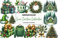 Green Christmas Clipart Bundle - CraftNest - Digital Crafting and Art