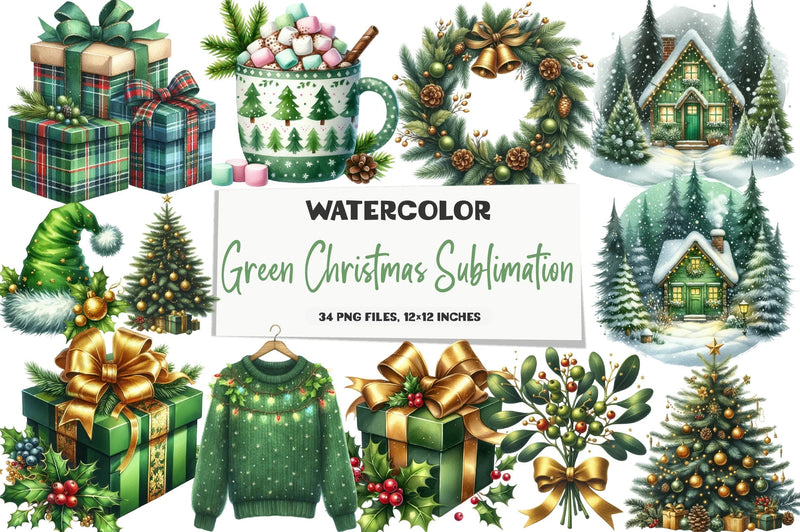 Green Christmas Clipart Bundle - CraftNest - Digital Crafting and Art