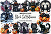 Black Cat Halloween Clipart Bundle