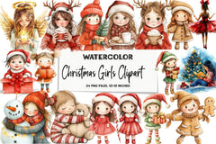 Christmas Girls Clipart Bundle - CraftNest - Digital Crafting and Art