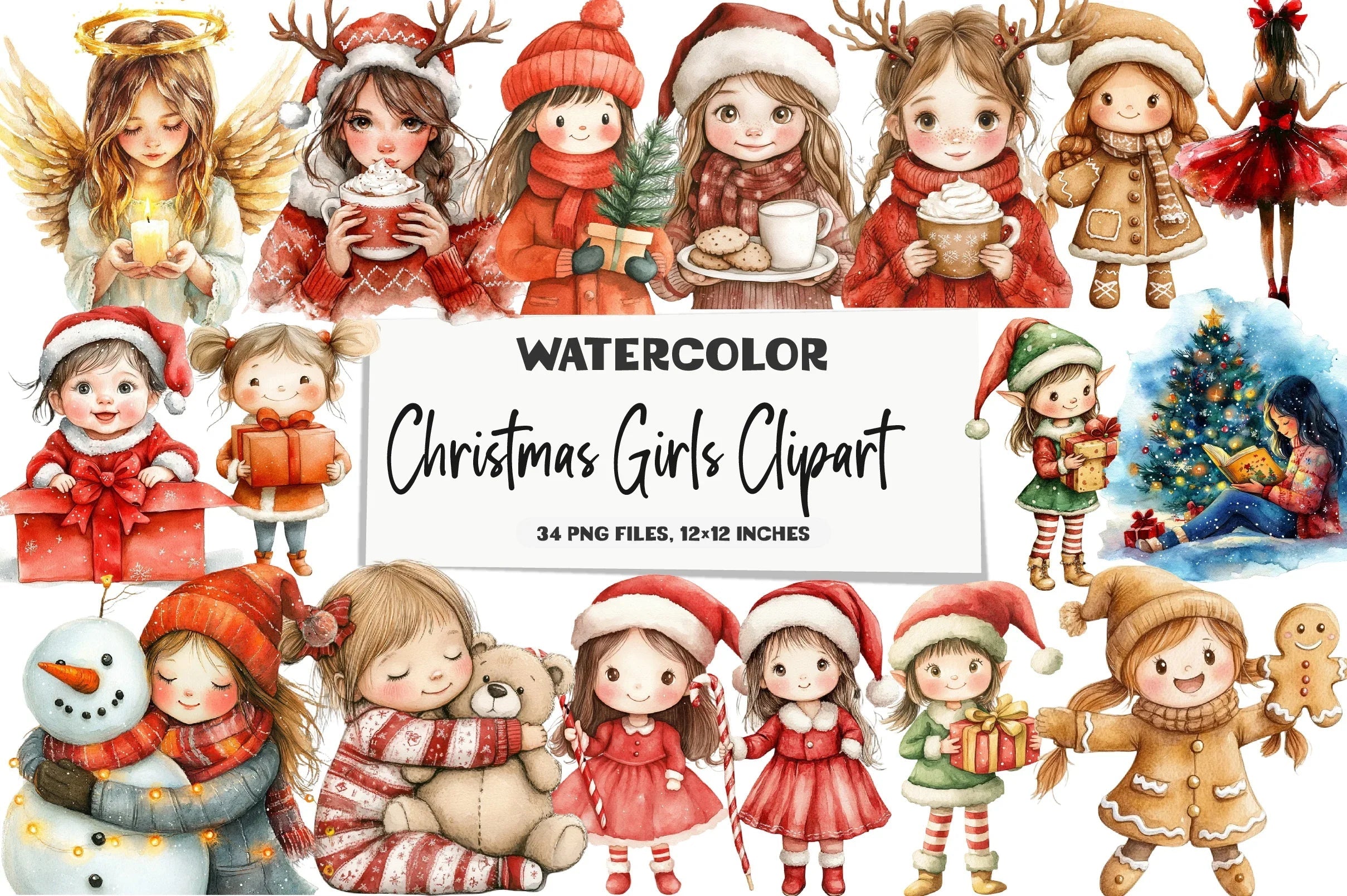 Christmas Girls Clipart Bundle - CraftNest - Digital Crafting and Art