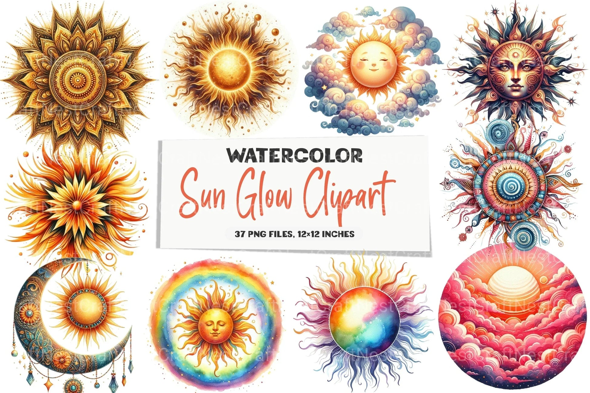 Sun Glow Clipart Bundle - CraftNest - Digital Crafting and Art