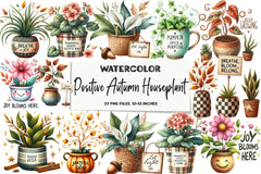Positive Autumn Houseplant Clipart Bundle - CraftNest - Digital Crafting and Art