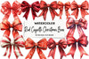 Red Coquette Christmas Bow Clipart Bundle