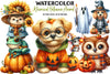 Whimsical Halloween Animal Clipart Bundle