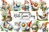 White Gnome Daisy Clipart Bundle