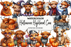 Cute Halloween Highland Cow Clipart Bundle - CraftNest - Digital Crafting and Art