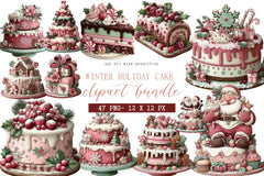 Winter Holiday Cake Clipart Bundle - CraftNest - Digital Crafting and Art