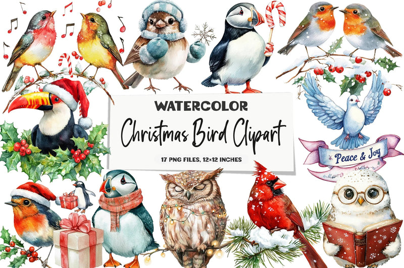 Christmas Bird Clipart Bundle - CraftNest - Digital Crafting and Art
