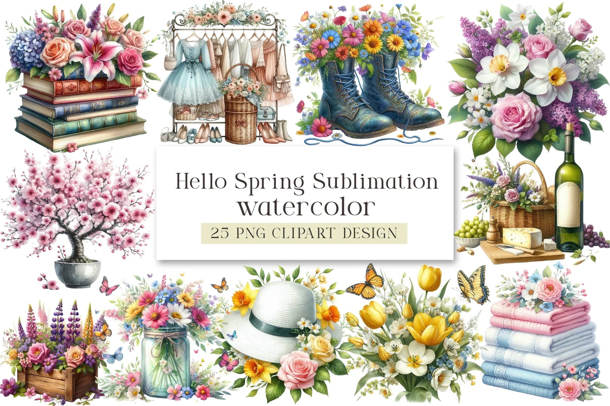 Hello Spring Clipart Bundle - CraftNest - Digital Crafting and Art