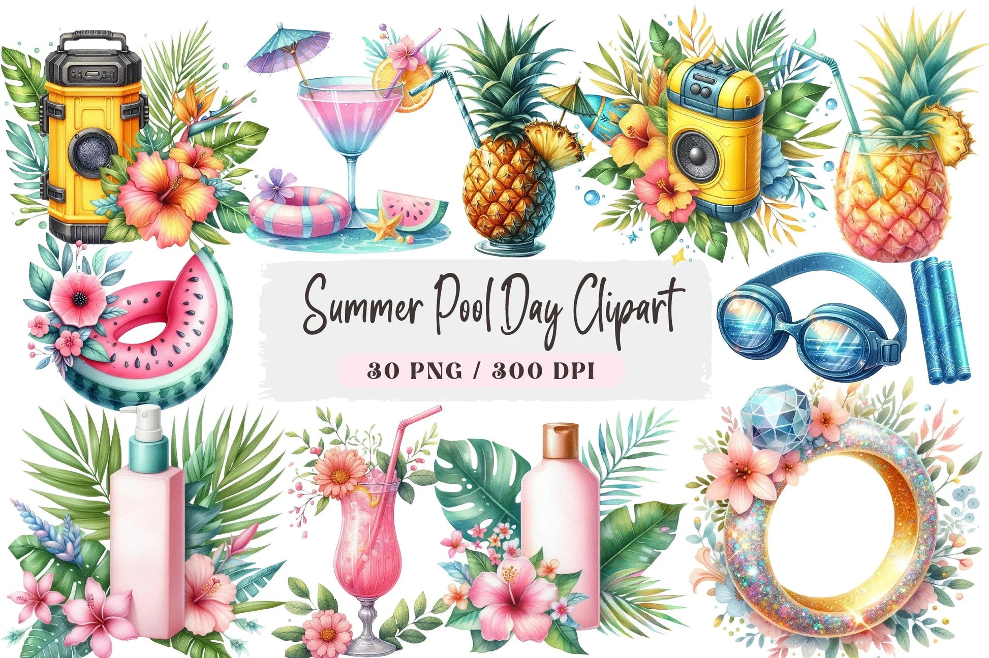 Summer Pool Day Clipart Bundle - CraftNest - Digital Crafting and Art