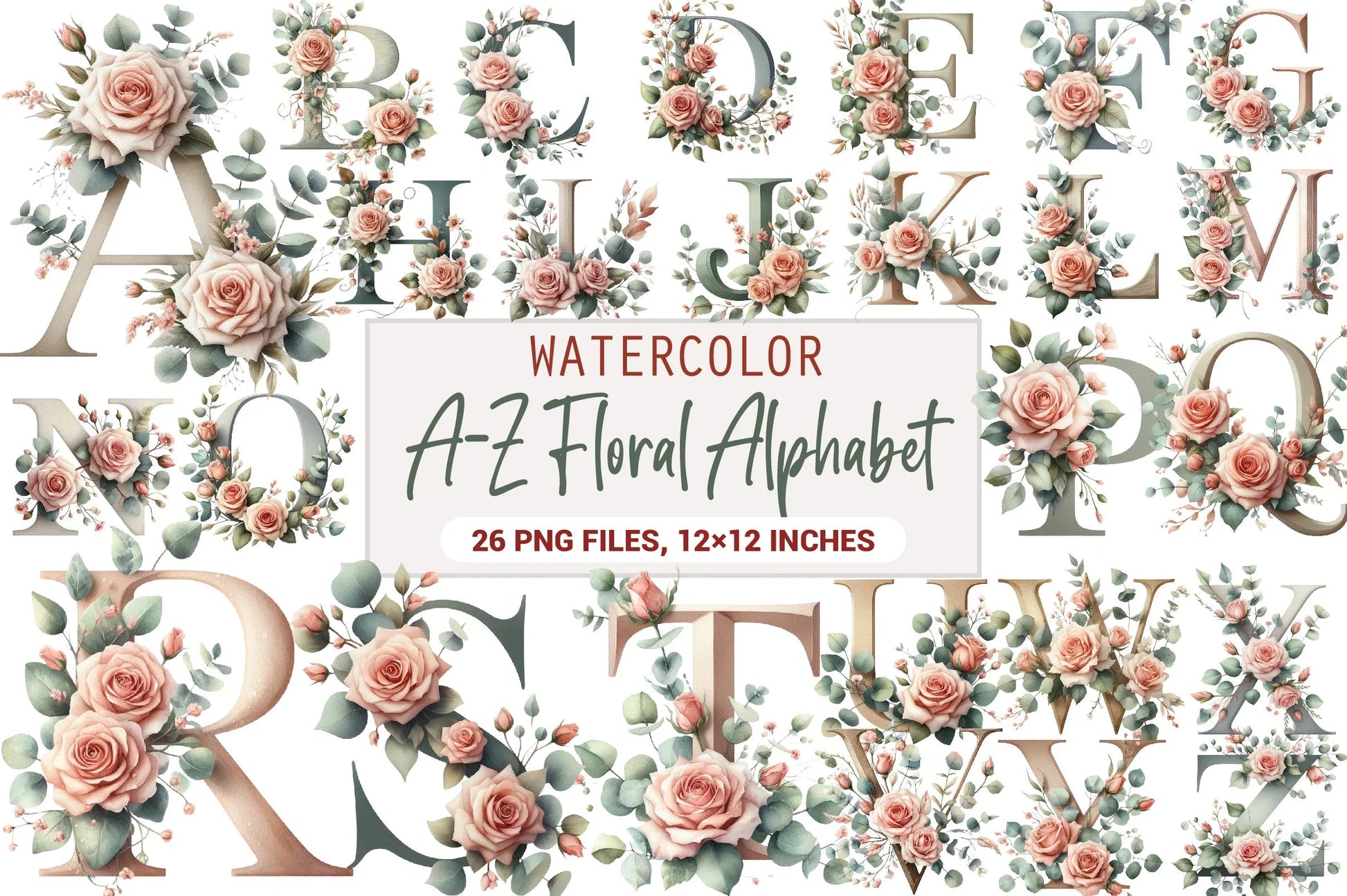 Floral Alphabet Clipart Bundle - CraftNest - Digital Crafting and Art
