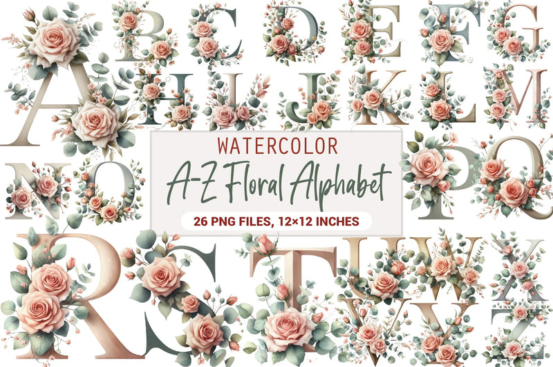 Floral Alphabet Clipart Bundle - CraftNest - Digital Crafting and Art