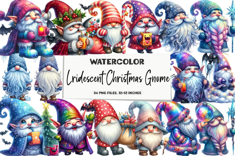 Iridescent Christmas Gnome Clipart Bundle - CraftNest - Digital Crafting and Art