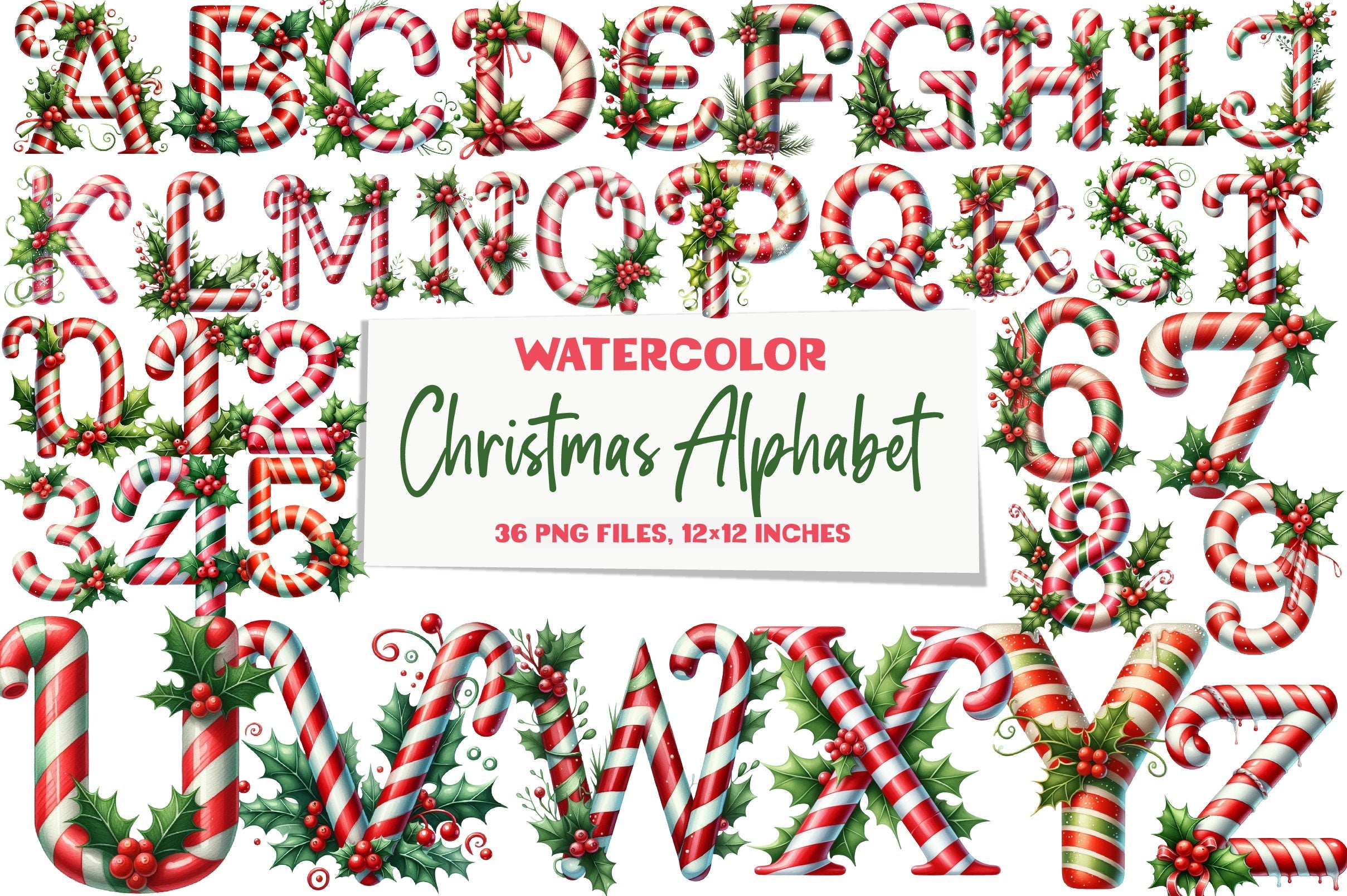 Christmas Alphabet Clipart Bundle