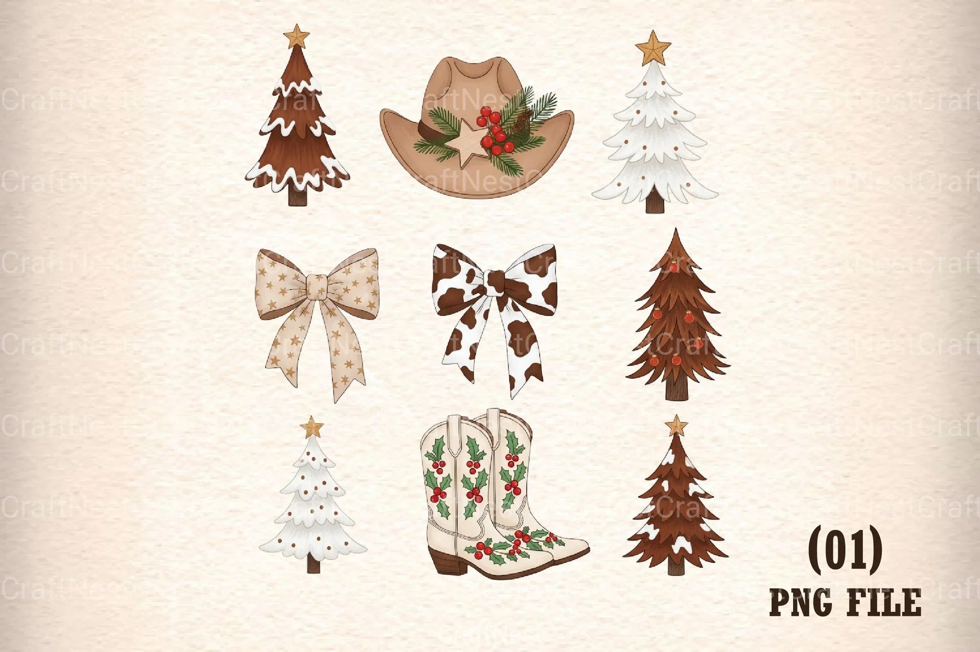 Western Christmas Coquette Clipart Bundle - CraftNest - Digital Crafting and Art