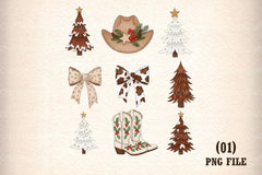 Western Christmas Coquette Clipart Bundle - CraftNest - Digital Crafting and Art