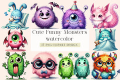 Cute Funny Monsters Clipart Bundle - CraftNest - Digital Crafting and Art