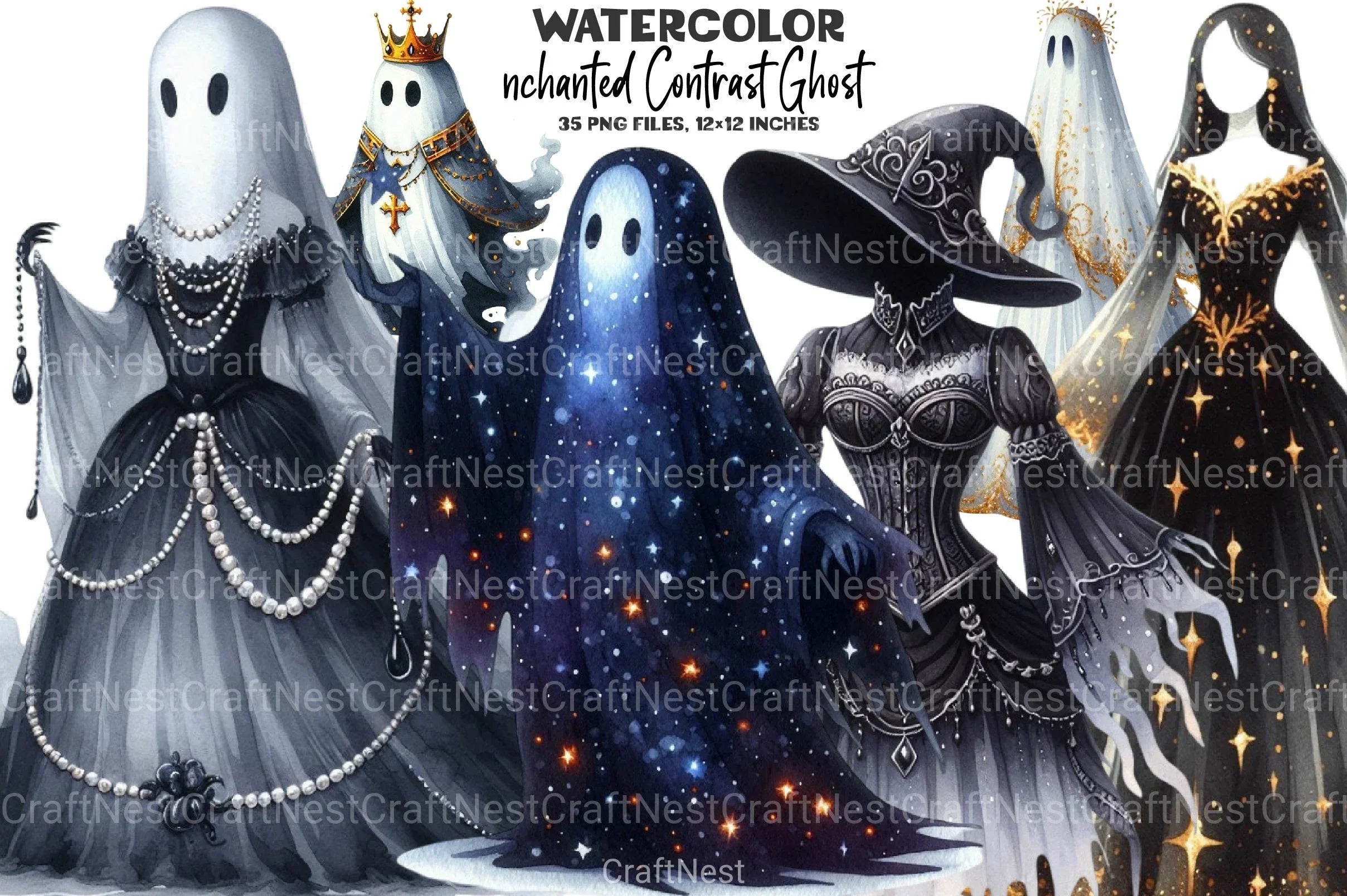 Enchanted Ghost Halloween Clipart Bundle - CraftNest - Digital Crafting and Art