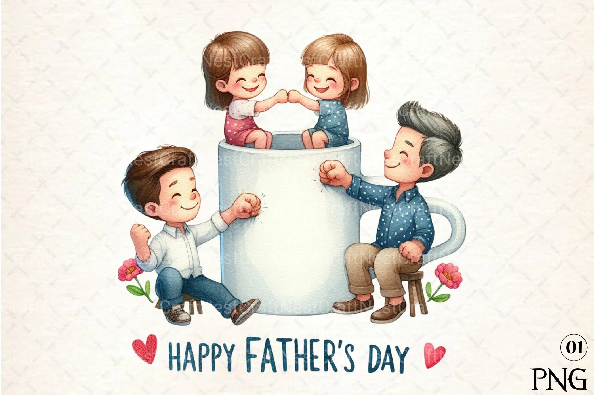 Kids Father’s Day Fist Bump Clipart Bundle 12 - CraftNest - Digital Crafting and Art