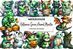 Halloween Green Monster Clipart Bundle - CraftNest - Digital Crafting and Art