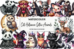 Cute Halloween Gothic Animals Clipart Bundle - CraftNest - Digital Crafting and Art