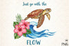 Summer Sea Turtle Waves & Flowers Clipart Bundle