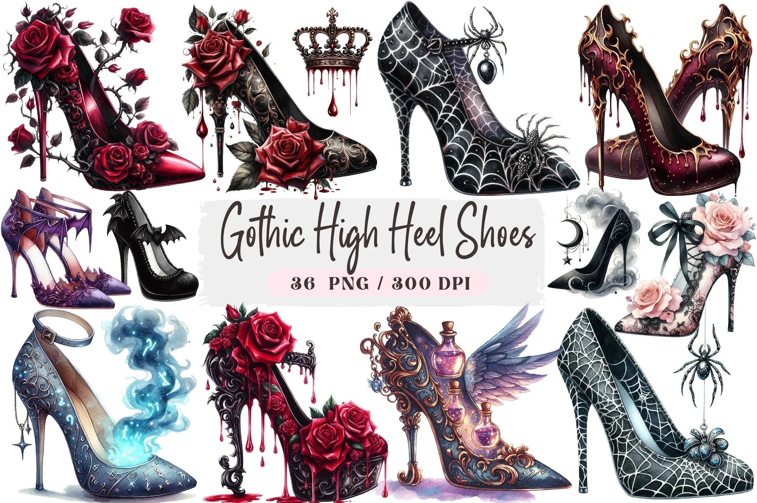 Gothic High Heel Shoes Clipart Bundle - CraftNest - Digital Crafting and Art