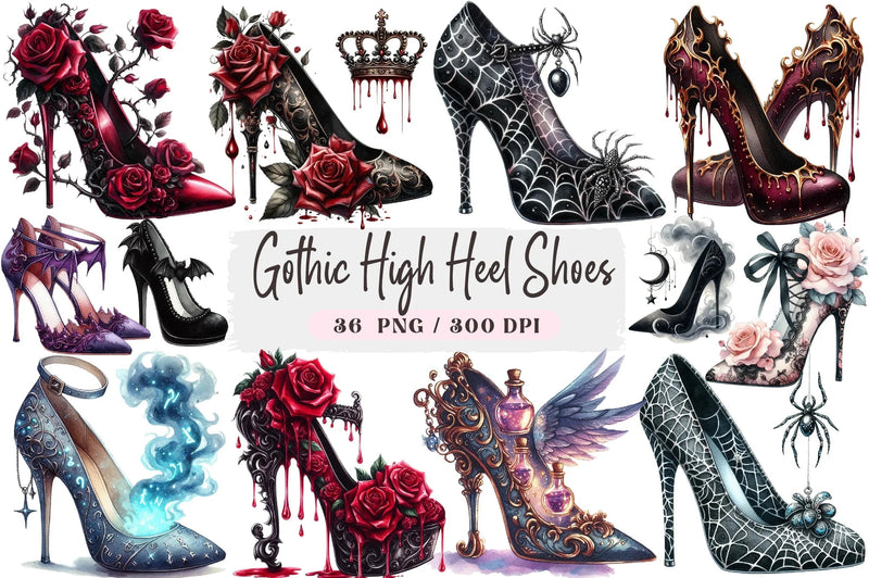 Gothic High Heel Shoes Clipart Bundle - CraftNest - Digital Crafting and Art