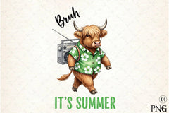 Summer Highland Cow Clipart Bundle 9 - CraftNest - Digital Crafting and Art