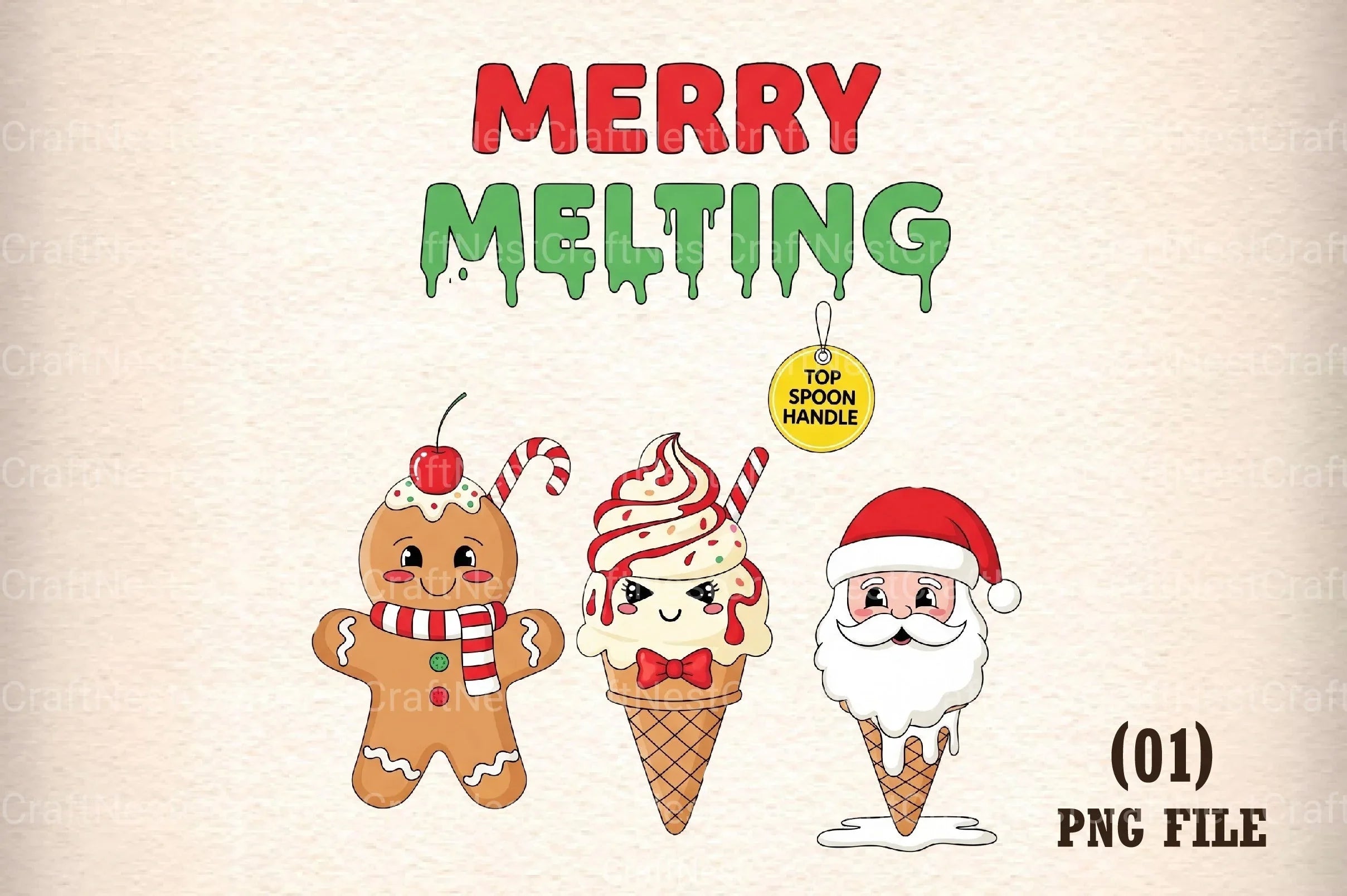 Merry & Melting Christmas Ice Cream Clipart Bundle