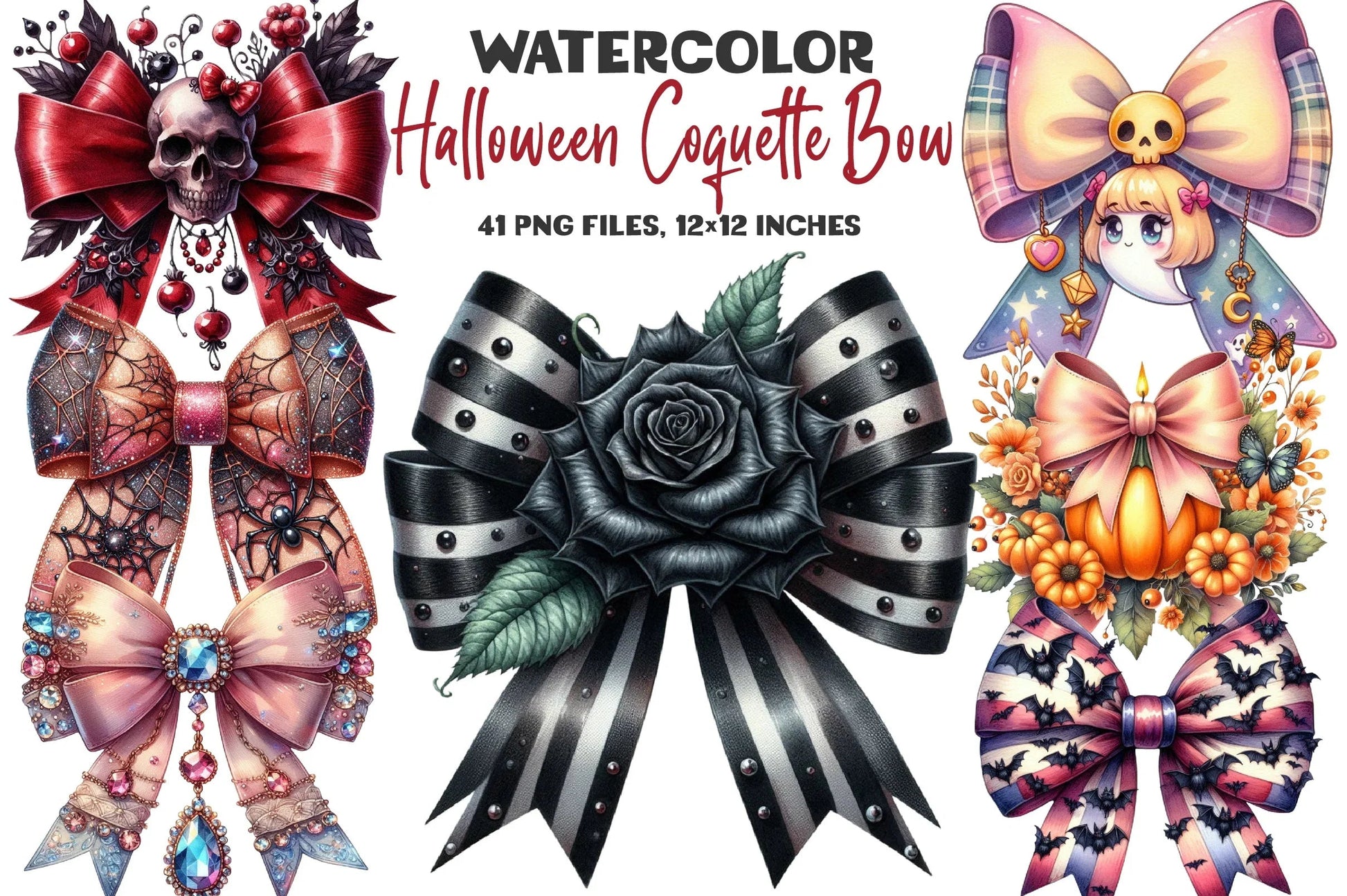 Halloween Coquette Bow Clipart Bundle - CraftNest - Digital Crafting and Art