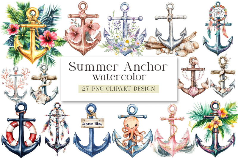 Summer Anchor Design Clipart Bundle - CraftNest - Digital Crafting and Art