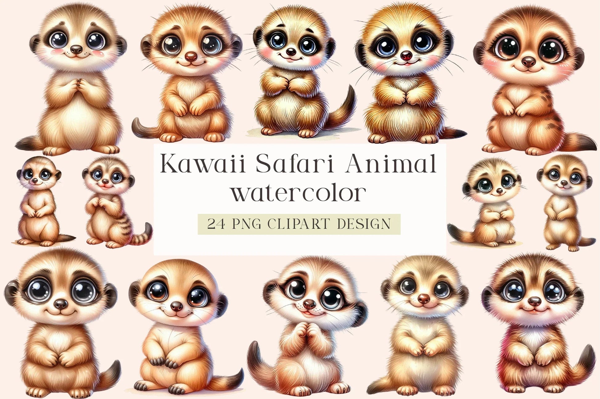 Kawaii Safari Animal Clipart Bundle - CraftNest - Digital Crafting and Art