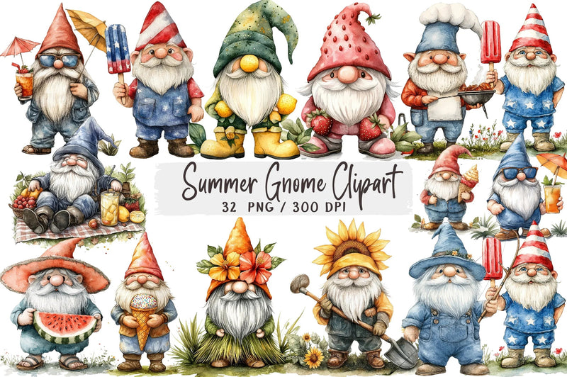 Summer Gnome Clipart Bundle - CraftNest - Digital Crafting and Art