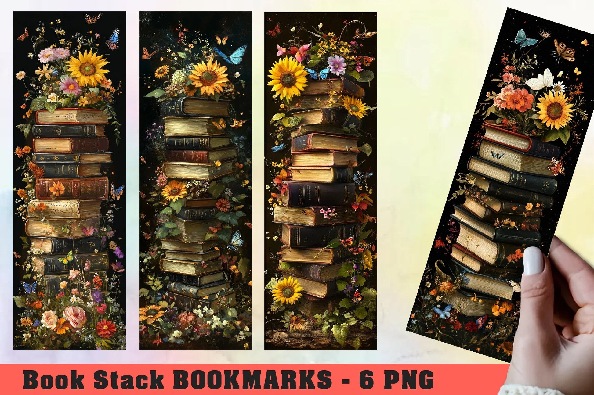 Floral Bookmarks Junk Journal Book Stack - CraftNest - Digital Crafting and Art