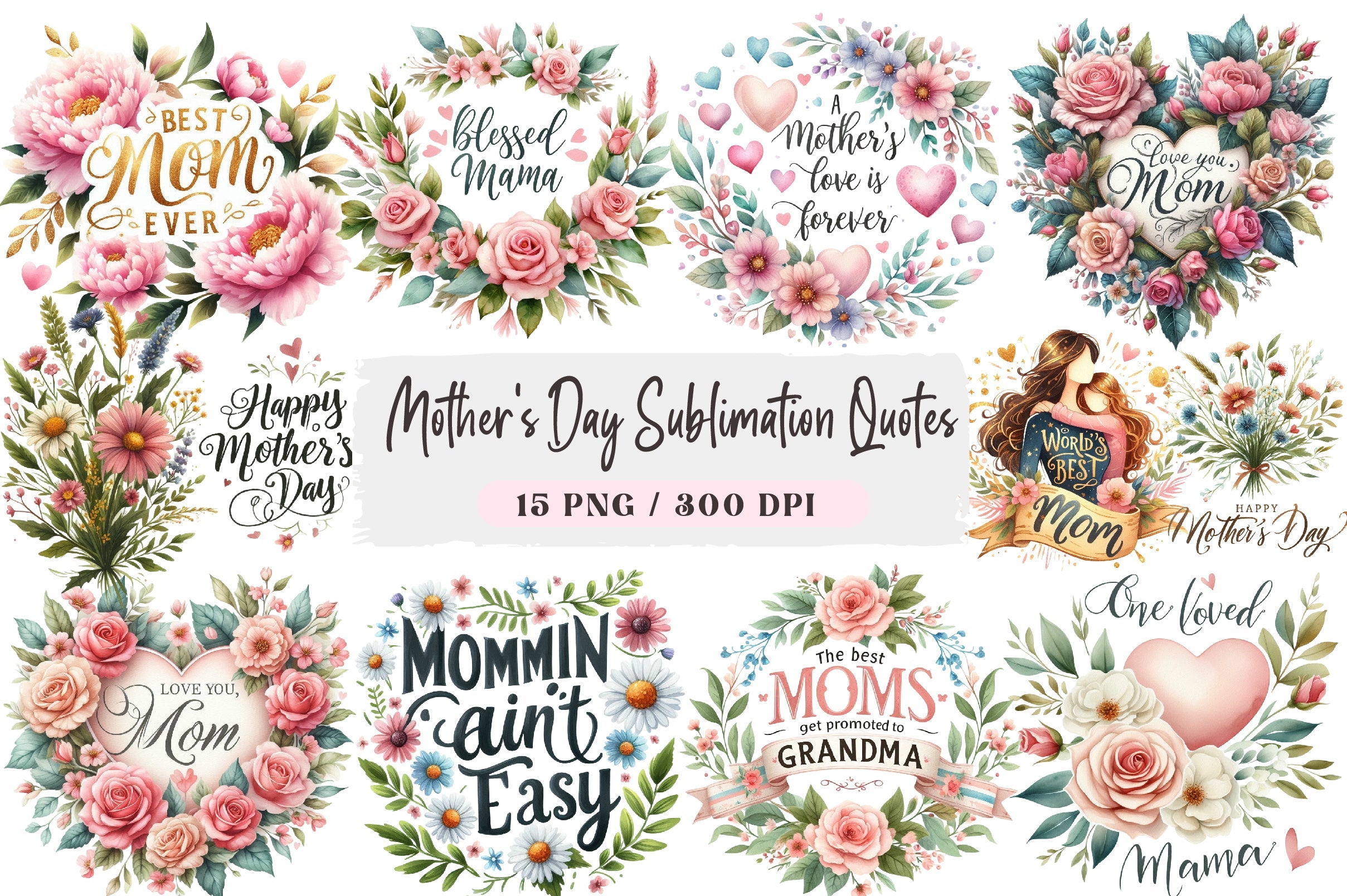 Mother's Day Quotes Clipart Bundle