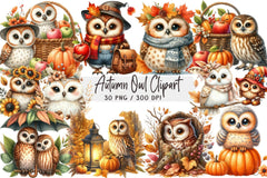 Autumn Owl Clipart Bundle - CraftNest - Digital Crafting and Art