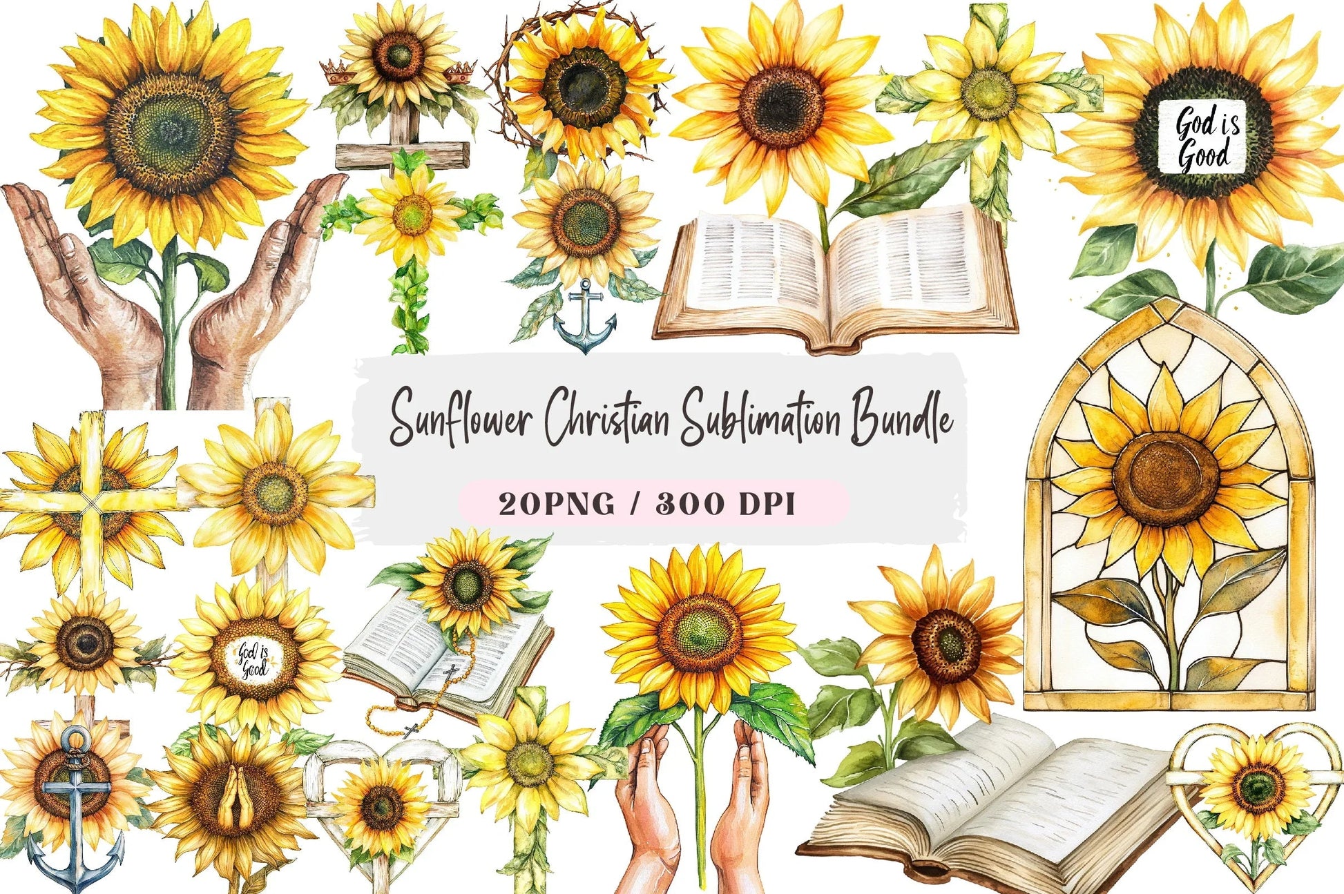 Sunflower Christian Clipart Bundle - CraftNest - Digital Crafting and Art