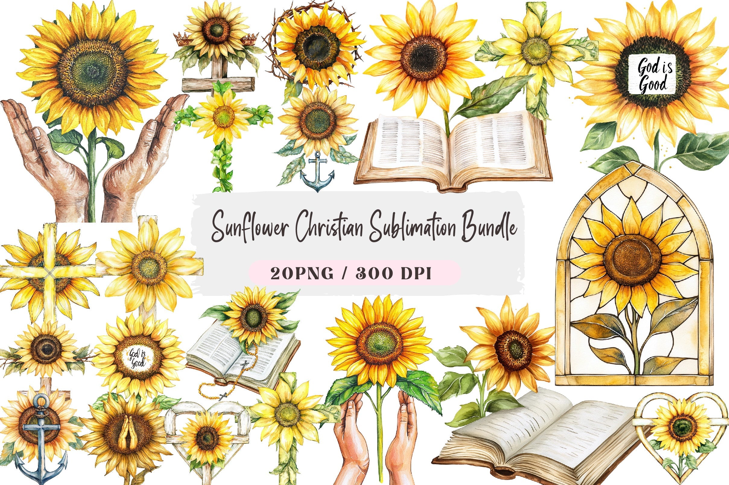 Sunflower Christian Clipart Bundle
