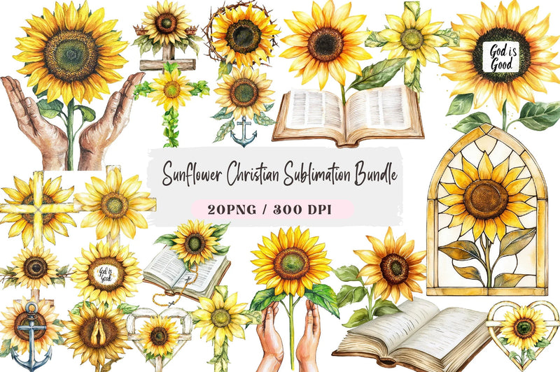 Sunflower Christian Clipart Bundle - CraftNest - Digital Crafting and Art