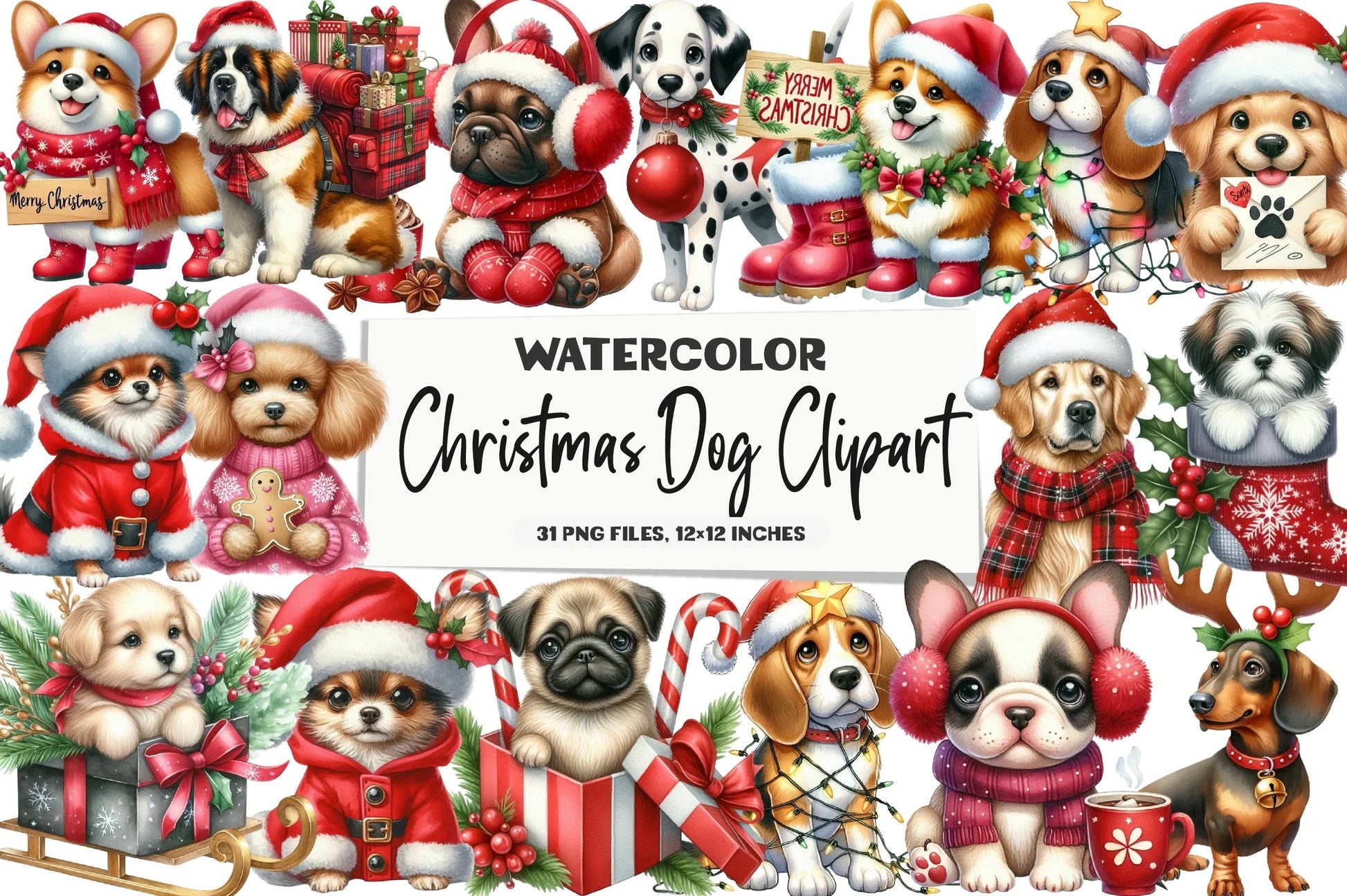 Christmas Dog Clipart Bundle - CraftNest - Digital Crafting and Art