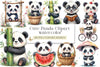 Cute Panda Clipart Bundle