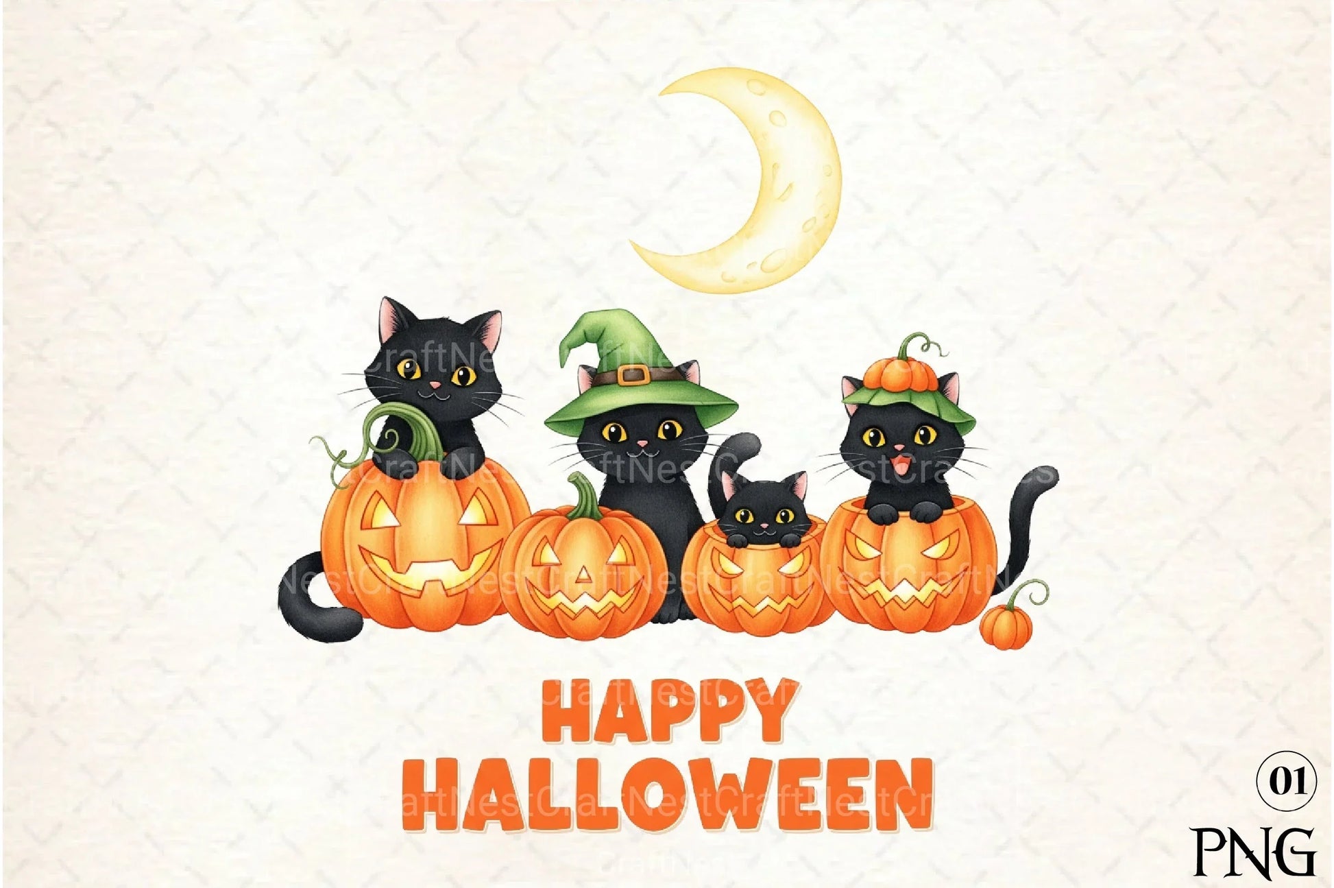 Happy Halloween Black Cat Clipart Bundle - CraftNest - Digital Crafting and Art