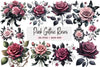 Pink Gothic Roses Clipart Bundle